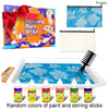 A box of Marbling Paint Art Kit for children with various colors and a white palette, brushes, and stirring sticks.