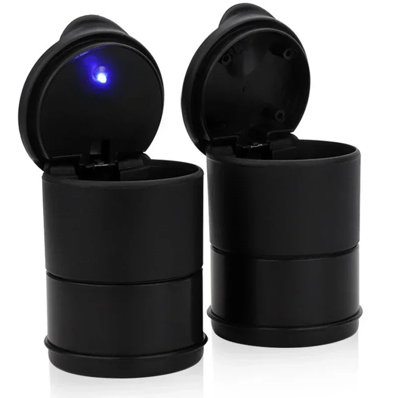 Portable Car Ashtray with LED Light & Trash Compartment
