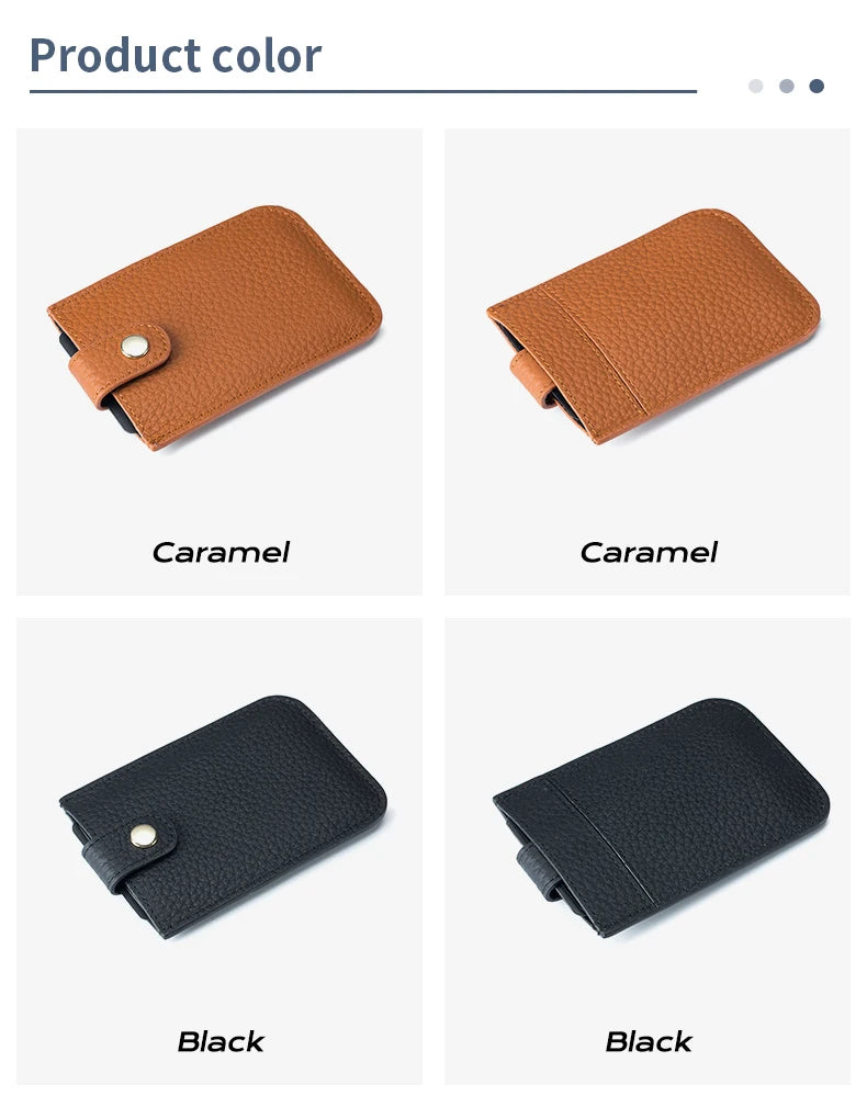 Slim Leather Card Holder with Quick-Access Pull Tab