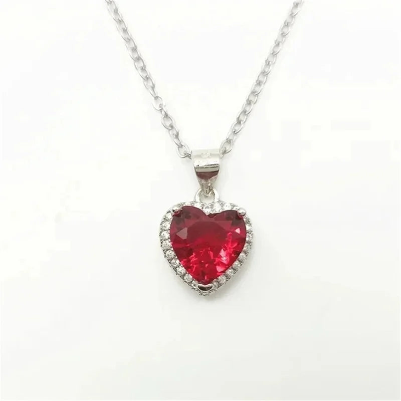 Red Heart Cubic Zirconia Jewelry Set