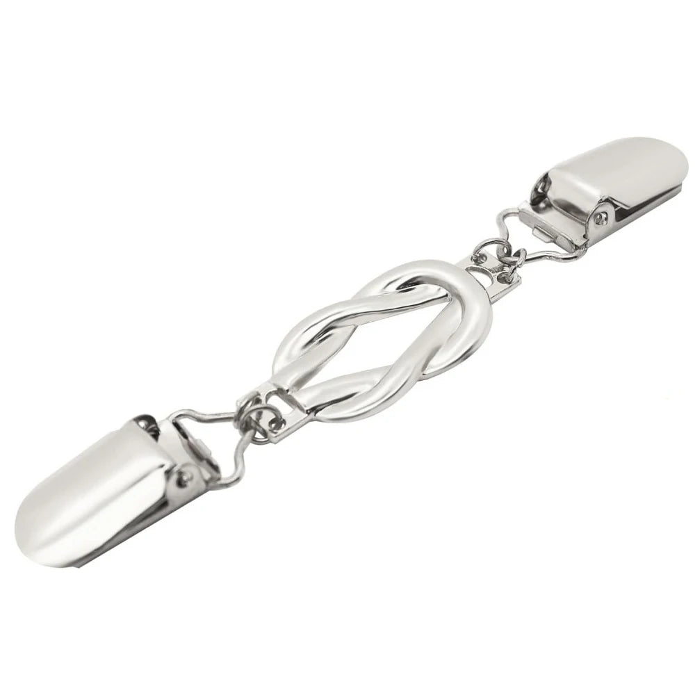 Silberner Taillenschmuck und Hemdclip-Set mit Kettengliederdesign