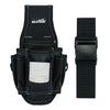 Black heavy-duty tool pouch with a quick-release belt clip and a separate strap.