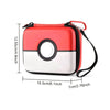A red and white hard-shell storage box for trading cards with a black zipper and strap.