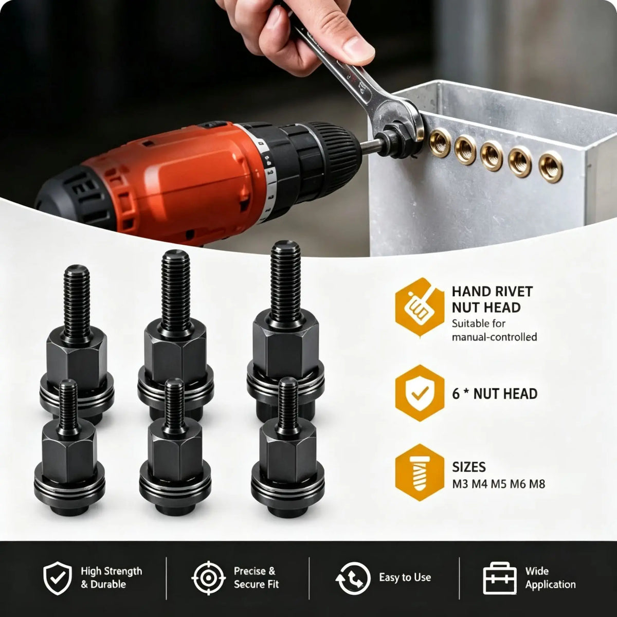 150-Piece Rivet Nut Kit with Gun and Mandrels