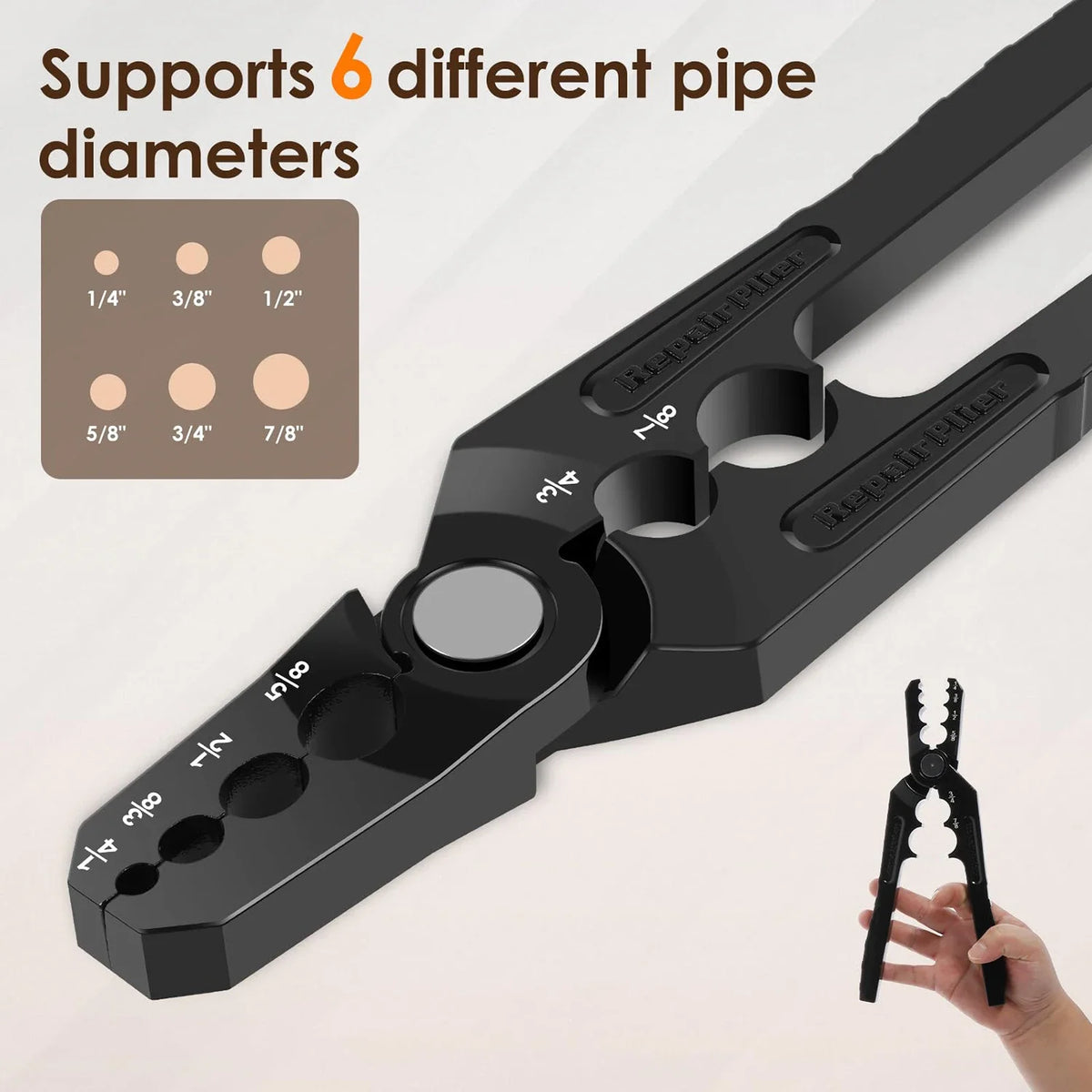 6-Position Tube Repair Pliers for Copper and Aluminum Pipes