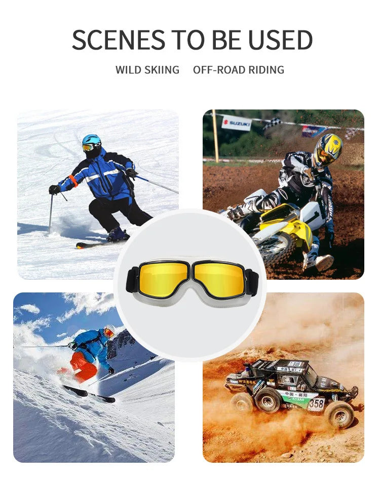 Scenes to be used for wild skiing and off-road riding featuring various activities.