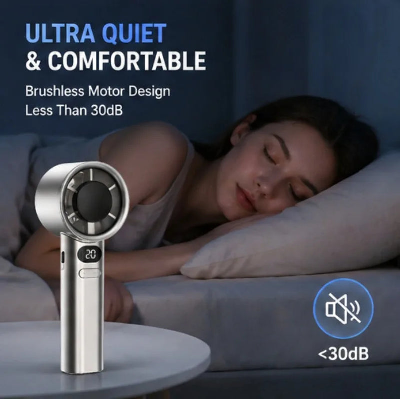 Portable USB Rechargeable Handheld Fan with Digital Display