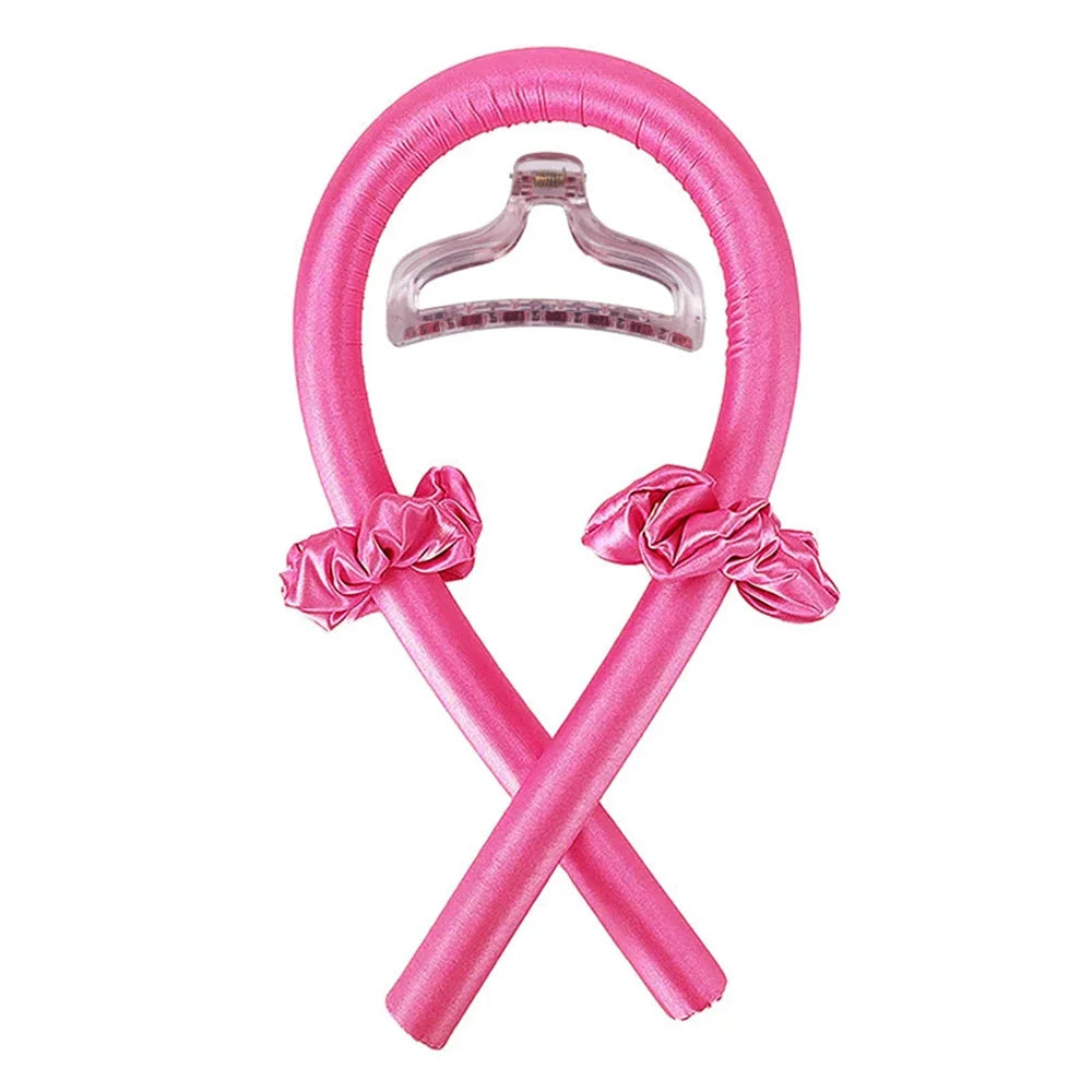 Diadema de seda sin calor color rosa con detalle de lazo