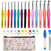 Ergonomic crochet hook set with 14 sizes in a storage case for crafting