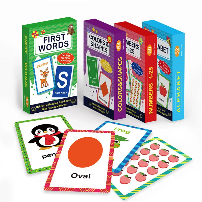 Montessori Learning Flash Cards Set - 58 Pieces for Early Education