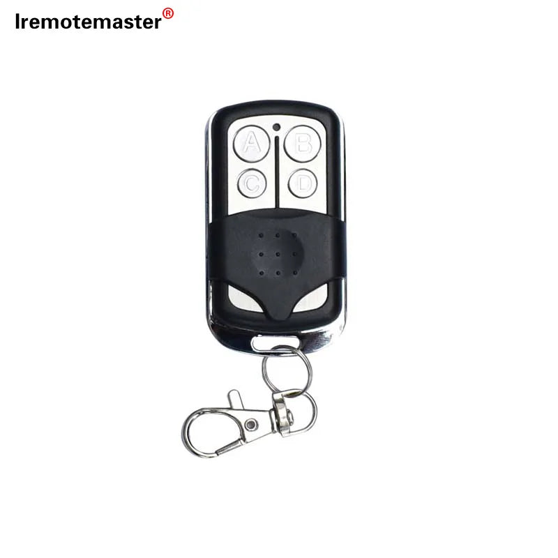 A black universal keychain garage door remote for LiftMaster and Craftsman systems.