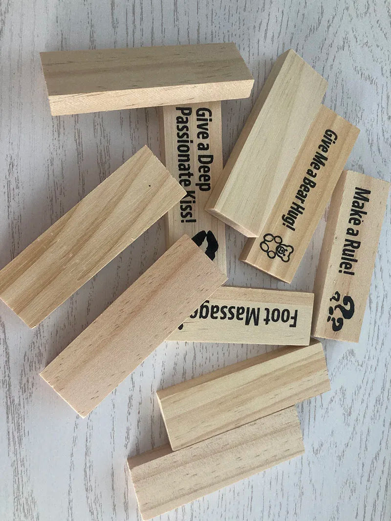 Wooden Stacking Blocks Couples Game - 48 Pieces for Date Night and Romantic Fun