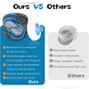 Comparison image showing a metal powder container and a white puff against other plastic containers.