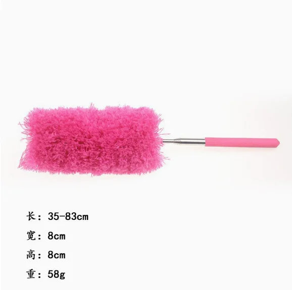 Pink extendable microfiber duster with an adjustable handle