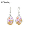 Aretes de Aro en Forma de Lágrima con Arte de Abeja y Flores
