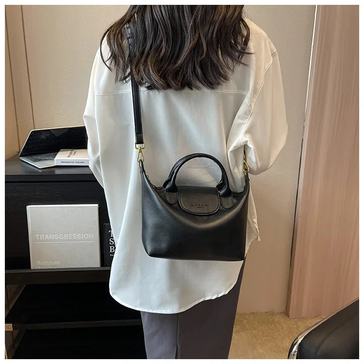 Vintage PU Leather Crossbody Bucket Bag