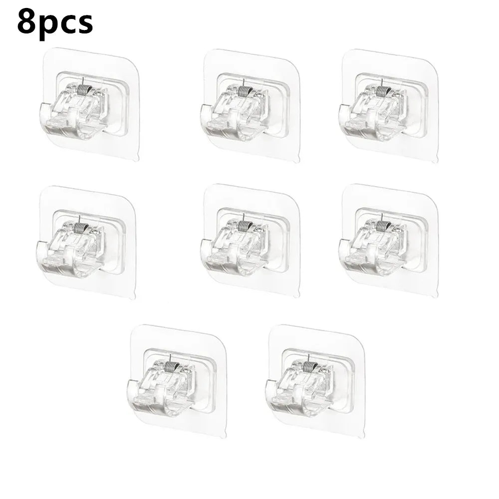 Self-Adhesive Curtain Rod Clamp Hooks – Punch-Free Wall Hanging Holders