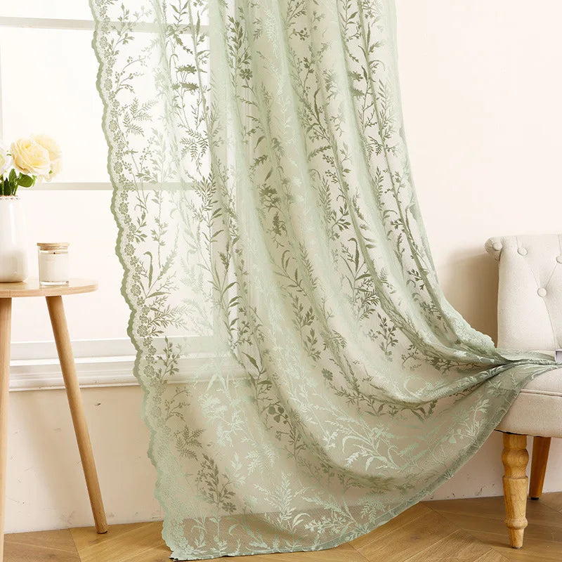 Lace Floral Sheer Curtain Panel for Living Room & Bedroom