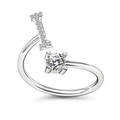 Initial Letter Ring with Zircon Accent
