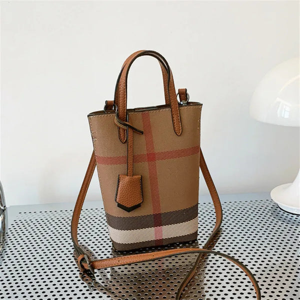 Vintage Plaid Crossbody Bag with Detachable Strap