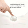A hand is pressing a white memory foam core material into a soft, curved surface.