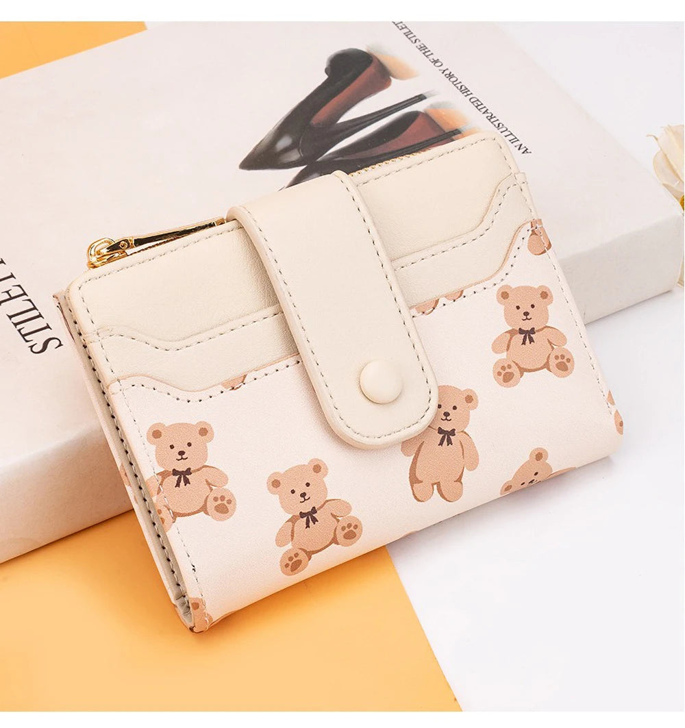 Compact PU Leather Wallet for Women with Card Slots and Coin Pocket