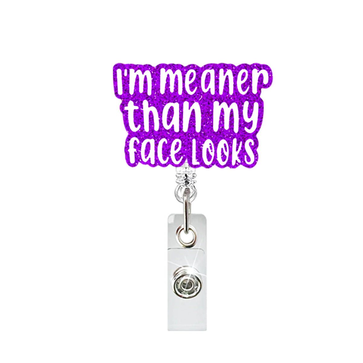 Glitter Retractable Badge Reel with Inspirational Quote