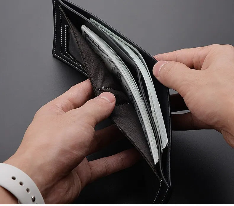 Slim PU Leather Folding Wallet with Card Holder
