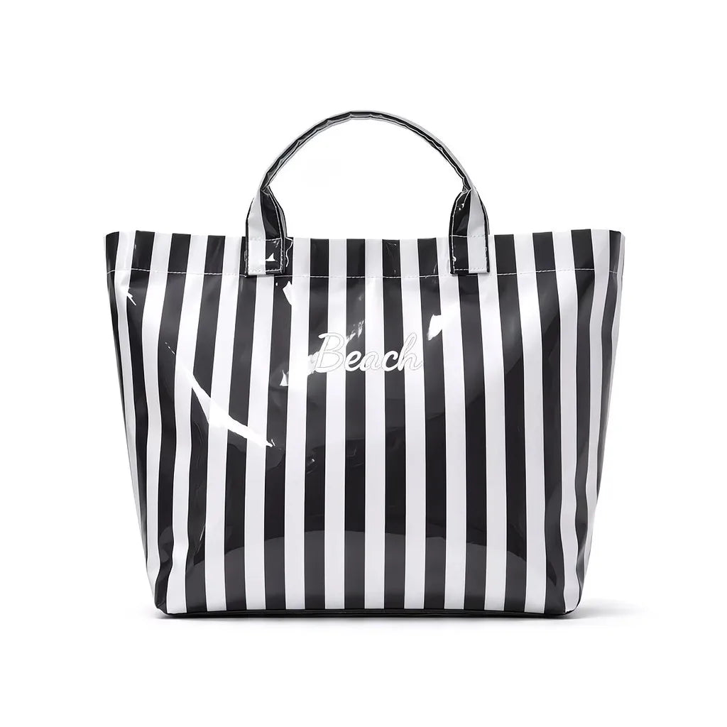 Striped PVC Waterproof Tote Bag for Everyday Use