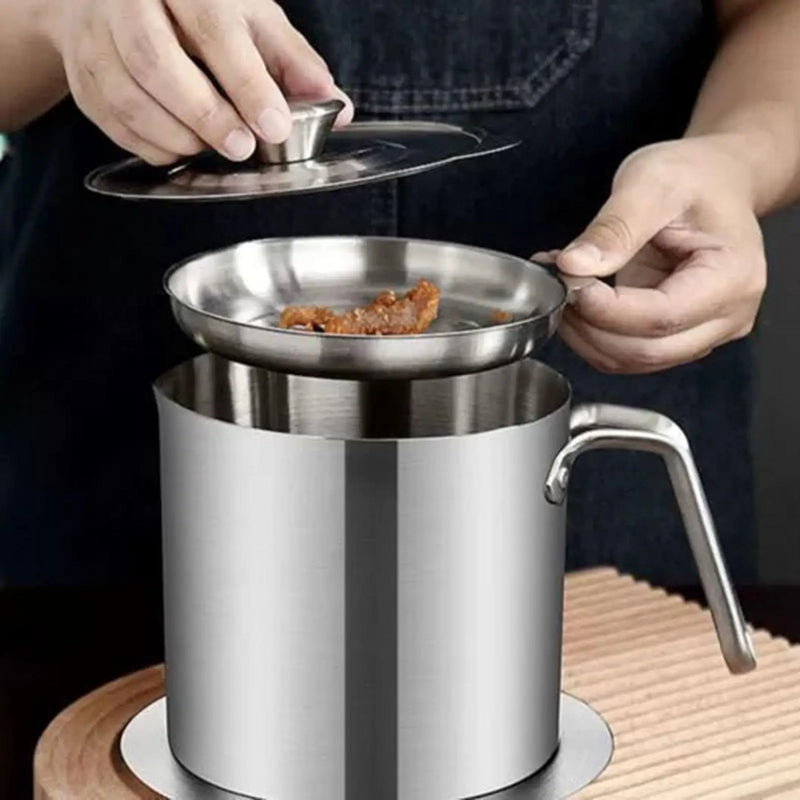 2L Stainless Steel Oil Dispenser with Fine Mesh Filter