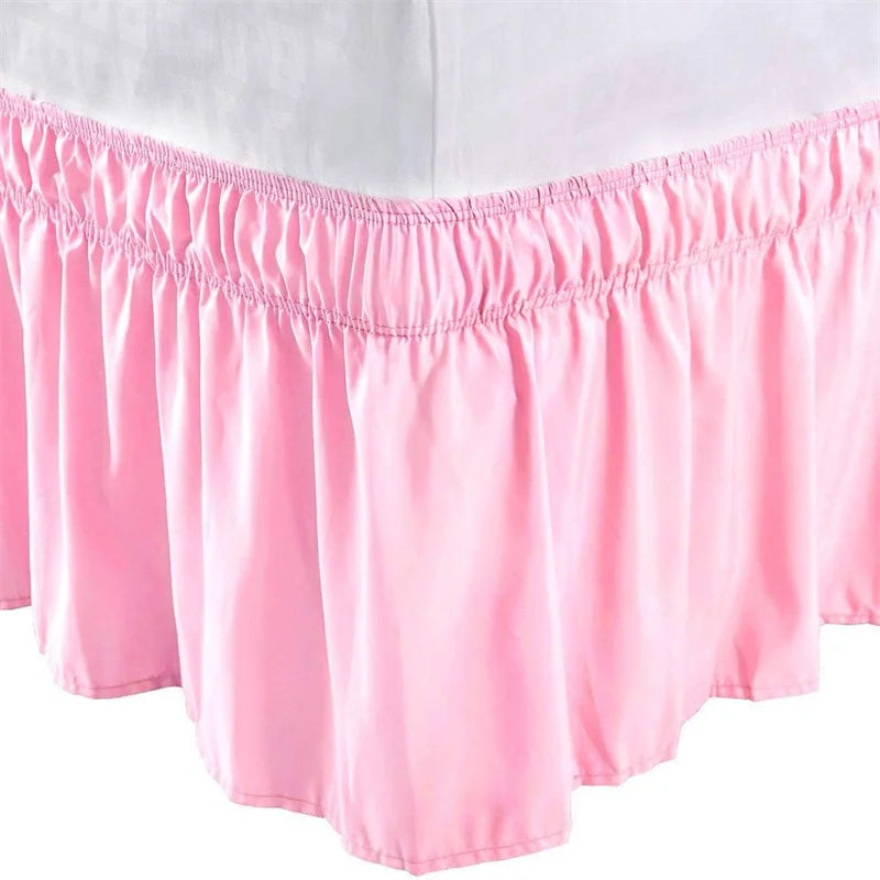 Ruffled Bed Skirt with Elastic Band – No-Lift, Wrinkle-Resistant Design