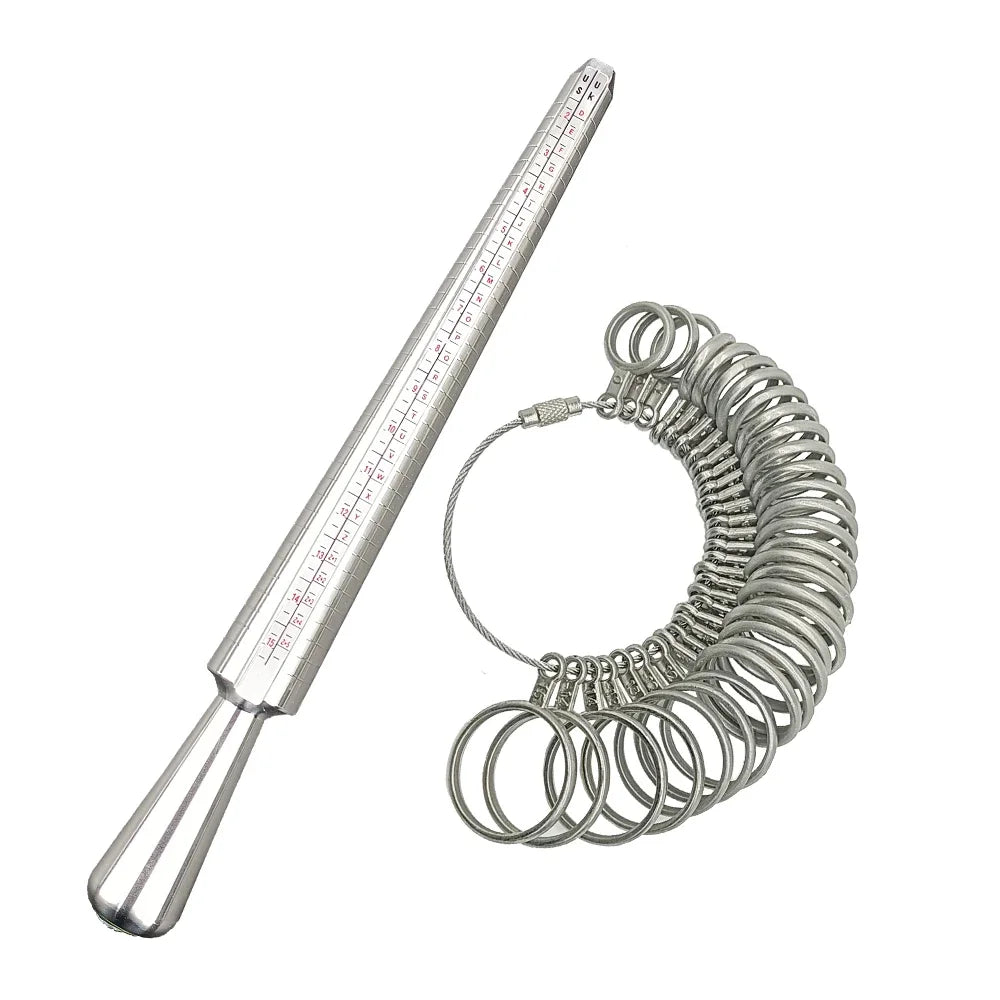 Metal Ring Sizer Mandrel with Stainless Steel Gauge Set