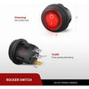 A close-up view of a rocker switch and a red indicator light component for a nilight wiring harness kit.