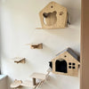 Wall-Mounted Wooden Cat Climbing Shelf with Sisal Scratching Post