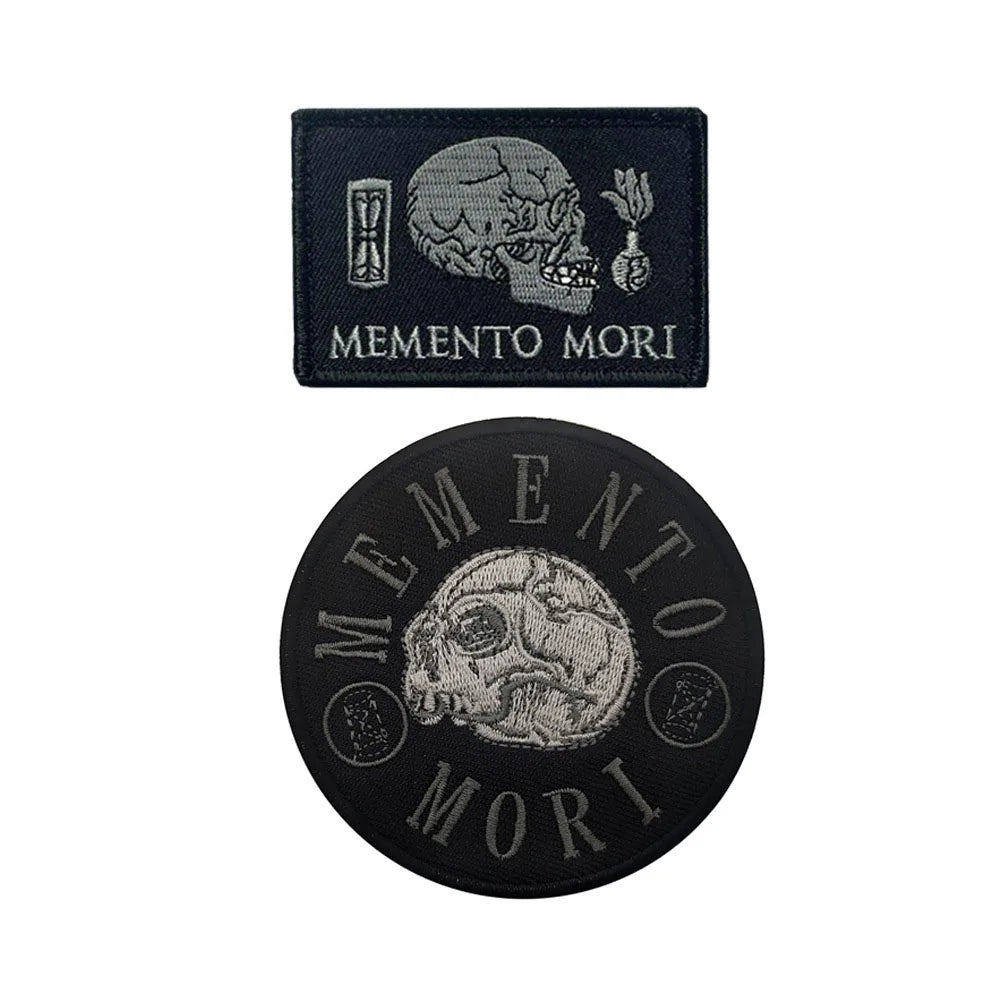 Embroidered Skull Patch with Hook and Loop Backing