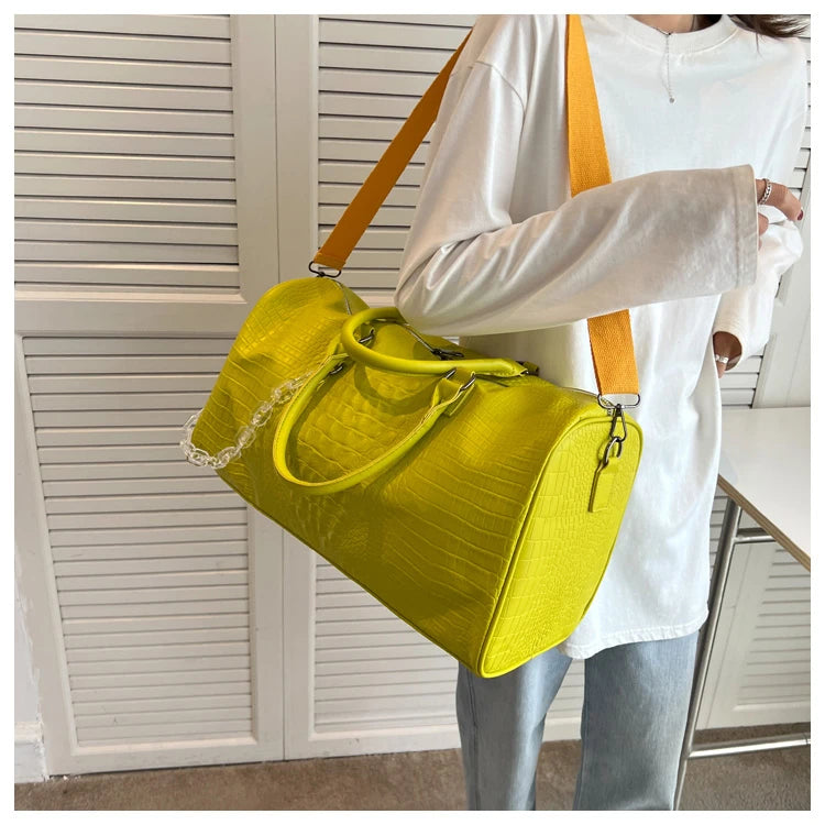 Crocodile Grain Large Capacity Travel Duffle Bag