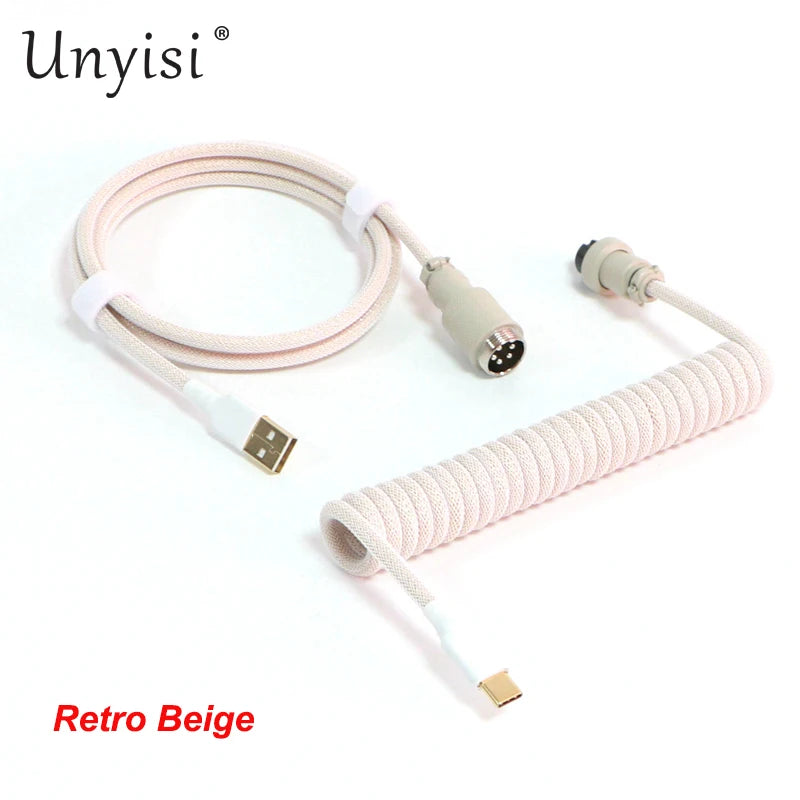 Handcrafted Coiled USB-A to Type-C Cable for Mechanical Keyboards
