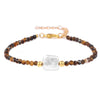 Natural Stone Bead Bracelet with Adjustable Lace-Up Closure