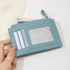 Slim Leather Card Holder Wallet with Secure Zipper
