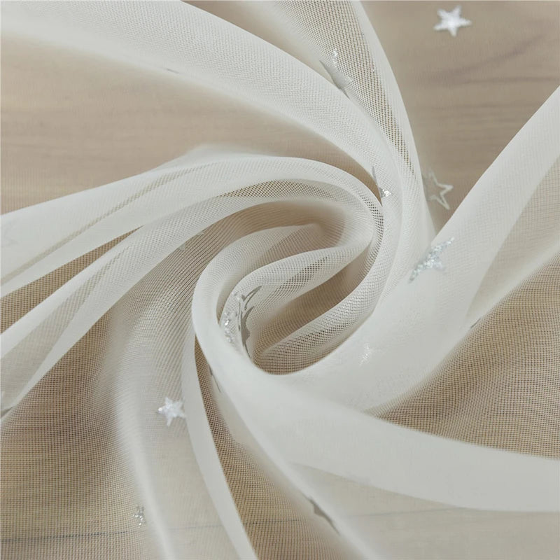 Silver Star Sheer Curtain with Hot Stamping Detail