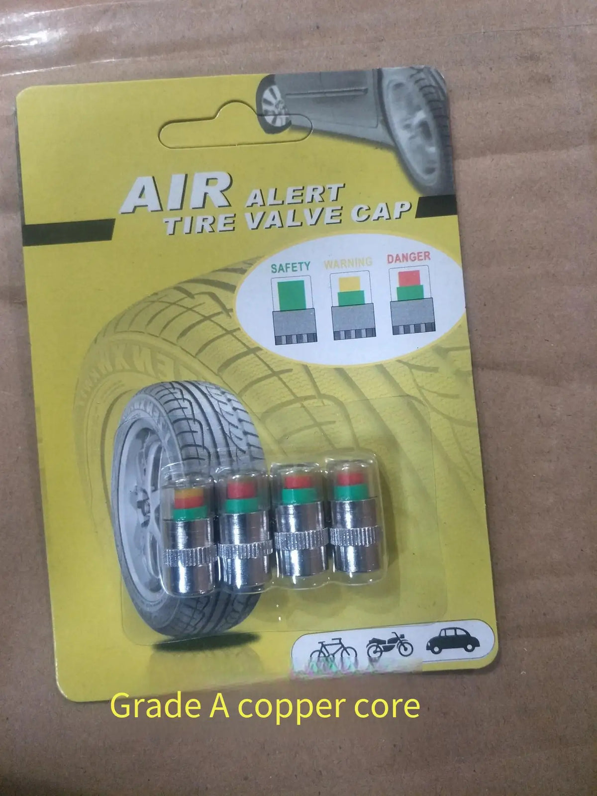 Tire Pressure Monitoring Valve Caps with Color Alert Indicators (4-Pack)