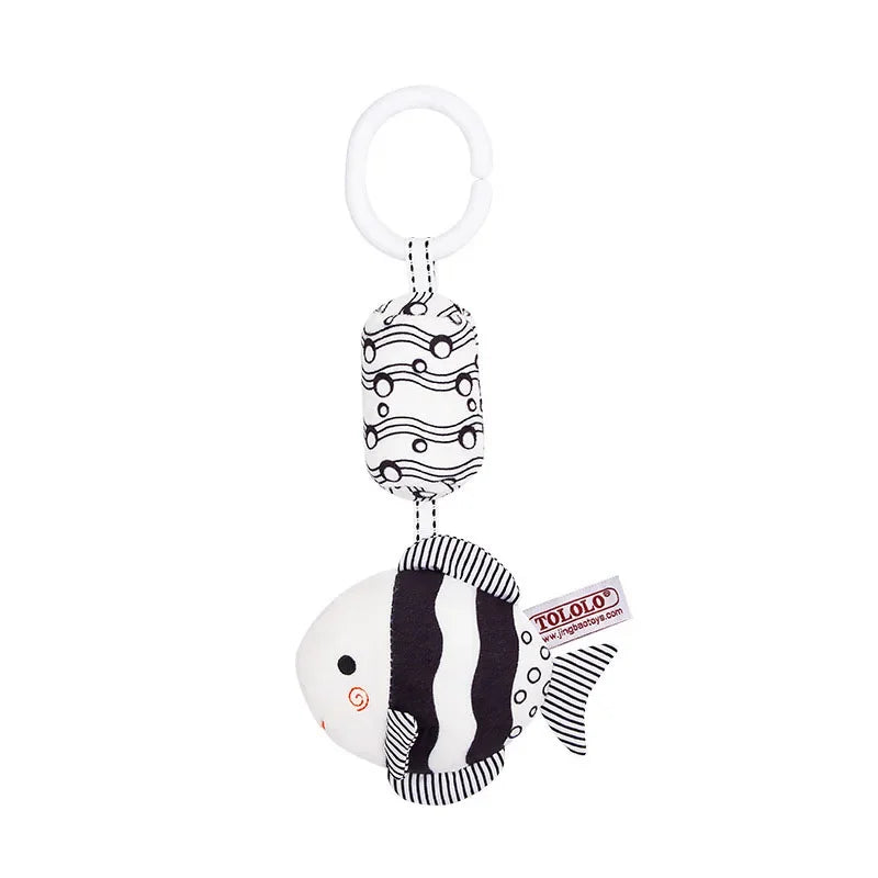 High-Contrast Baby Rattle Plush Toy for Stroller and Crib