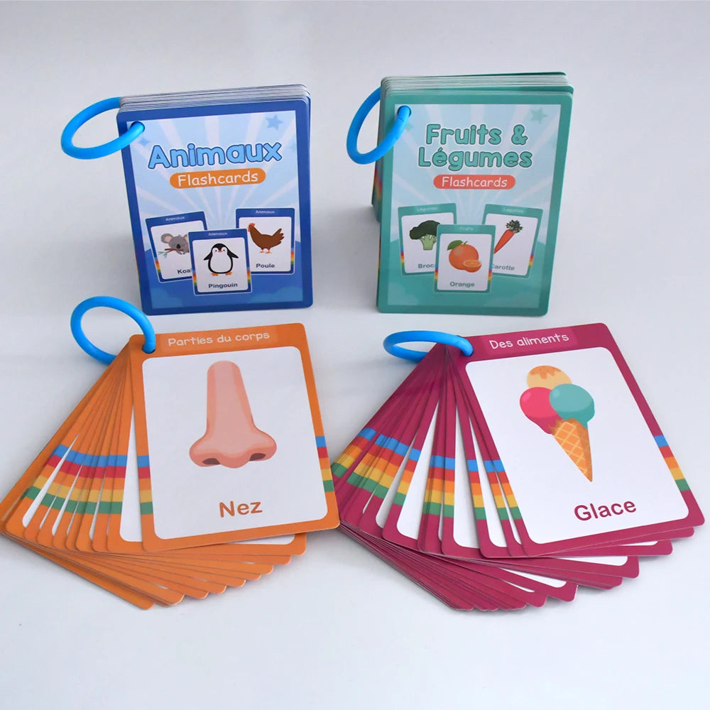 French Vocabulary Flashcards for Kids - Food, Animals, Fruits & Body Parts