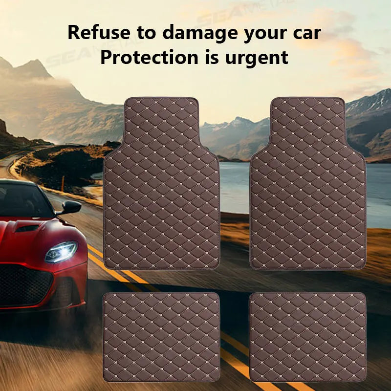 Universal All-Weather 4-Piece PU Leather Car Floor Mats