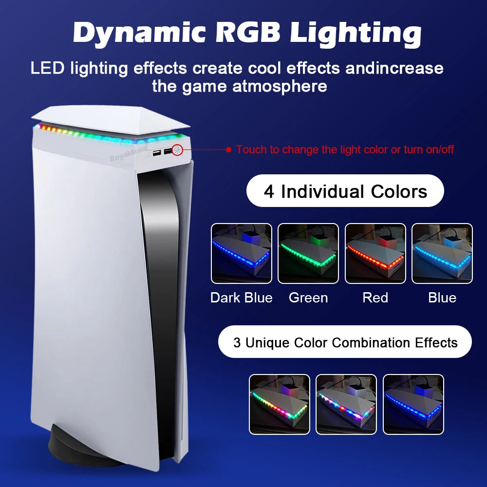 PS5 Cooling Stand with RGB Lighting and Dust Cover