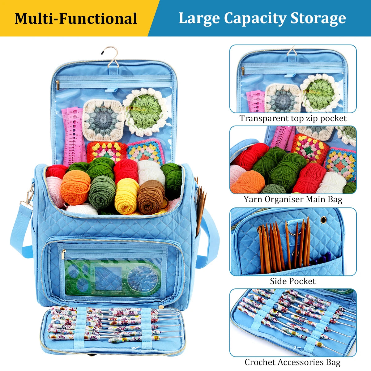 Portable Yarn Storage & Crochet Organizer Bag