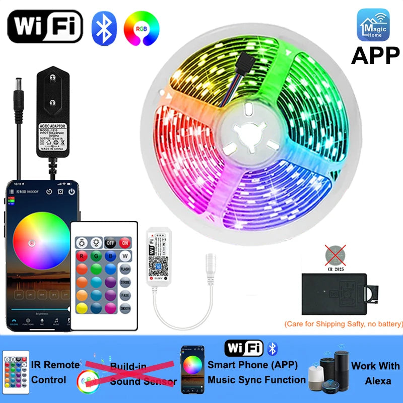 شريط LED RGB ذكي يعمل بتقنية WiFi مع مزامنة الموسيقى