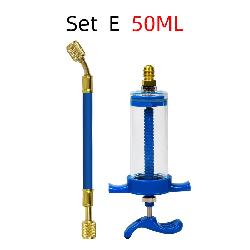 Set E 50ML air conditioning oil and dye injector with low-side quick coupler assembly