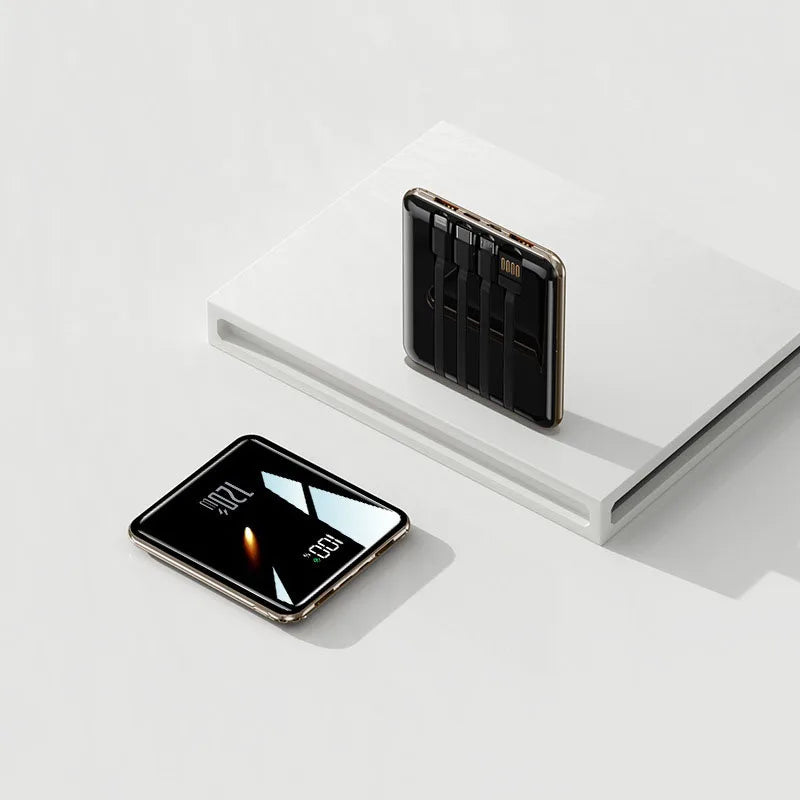 Banco de energía ultra delgado de 20.000 mAh con cables integrados