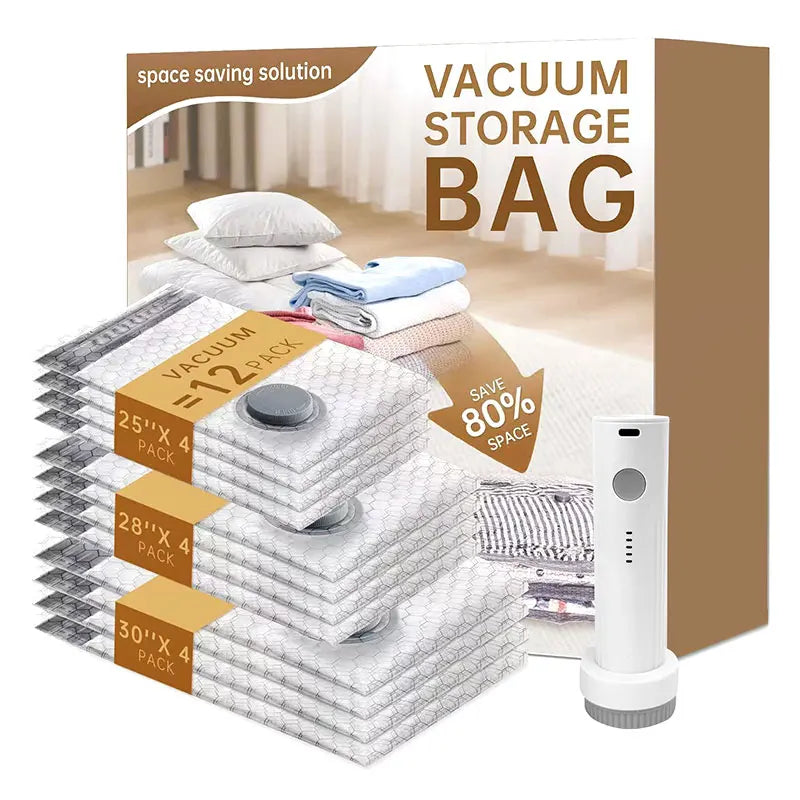 Cordless Compression Travel Vacuum Bags with Rechargeable Pump